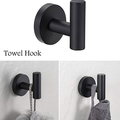 5 PCS Matte Black Bathroom Hardware Set