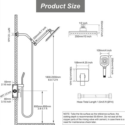 High Pressure Waterfall Shower System Faucet Set
