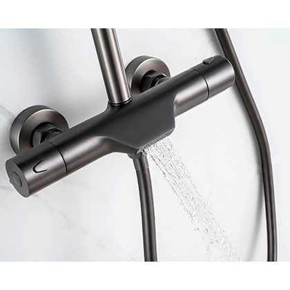 Three Functions Smart Adjustable Temperature Bathroom Brass Shower Faucet Mixer Tap Column Set Kit