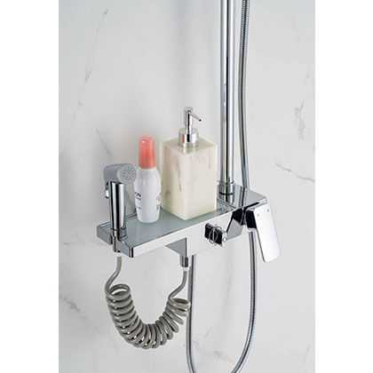 Smart Adjustable Temperature Bathroom Brass Shower Faucet Mixer Tap Column Set Kit