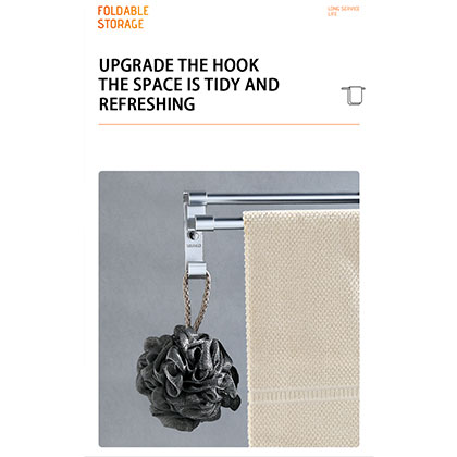 Bathroom Shower Towel Rail No-drilling(Glue)