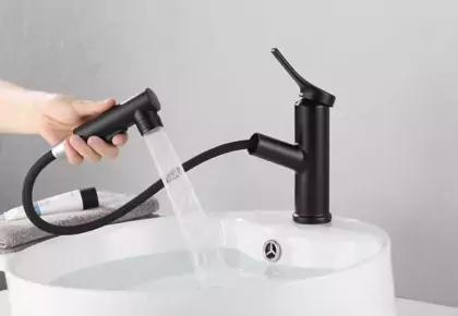 Pull Out Black Bathroom Basin Faucet