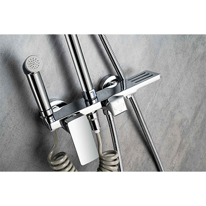 Four Functions Bathroom Brass Shower Faucet Mixer Tap Column Set Kit