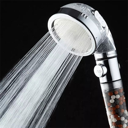 Iridescent 3-mode Portable Ionic Pure Hand Shower Filter Head Ionic Mineral Stones Water-saving Rain Hand Held Shower Hand Spa