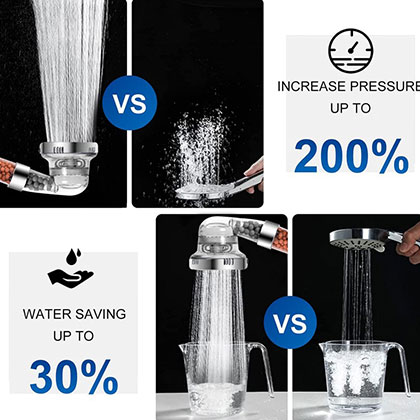 Factory Supply Amazon Hot Selling Three-mode Negative Ion Filter Hand Shower Head Shower Bath High Pressure Hand Water-saving Shower