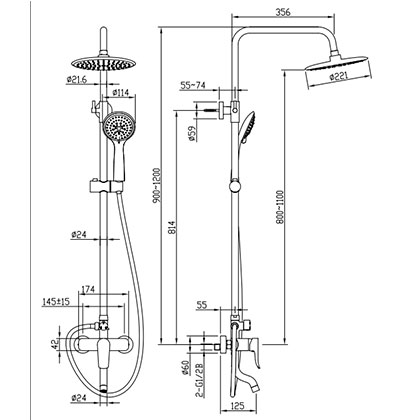 3 Functions Brass Bathtub Bathroom Shower Faucets Mixers