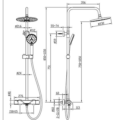 Three Functions Smart Adjustable Temperature Bathroom Brass Shower Faucet Mixer Tap Column Set Kit